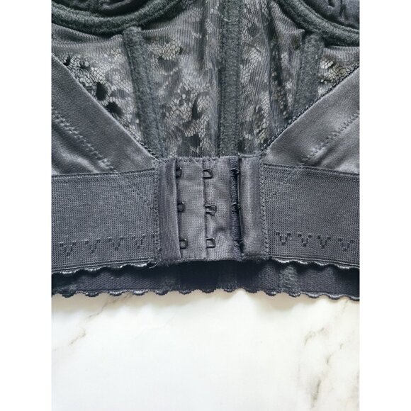 Sears Black Lace Vintage Bustier Longline Pinup Underwire Strapless Bra 36C - Picture 7 of 11